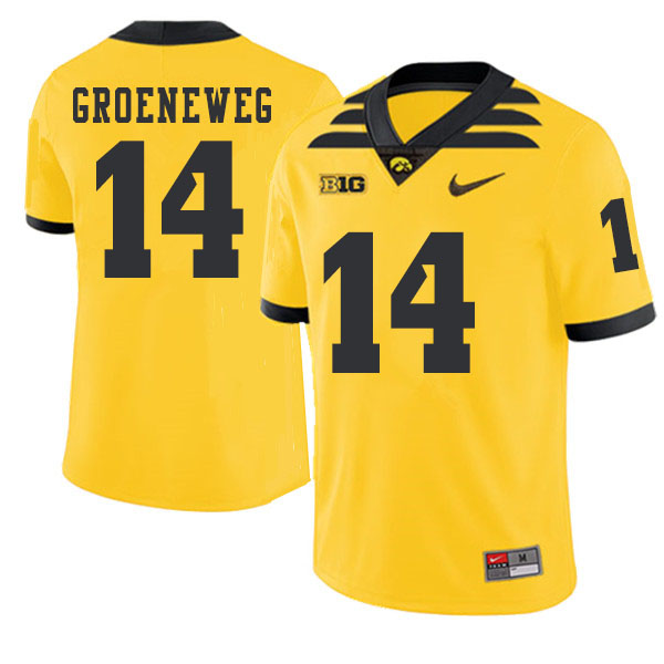 2019 Men #14 Kyle Groeneweg Iowa Hawkeyes College Football Alternate Jerseys Sale-Gold